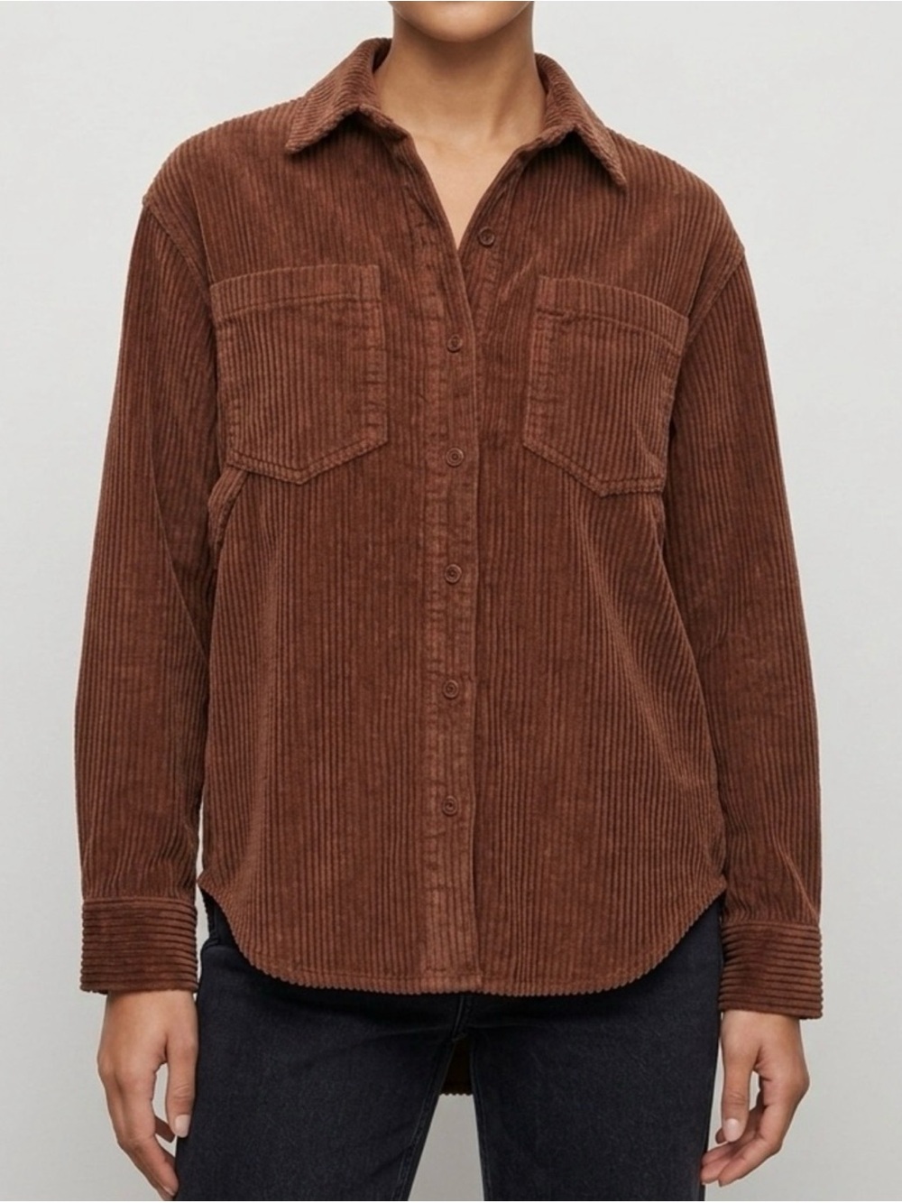 SUNDAY BEST Chocolate Brown Velvet Corduroy Button-Down Shirt